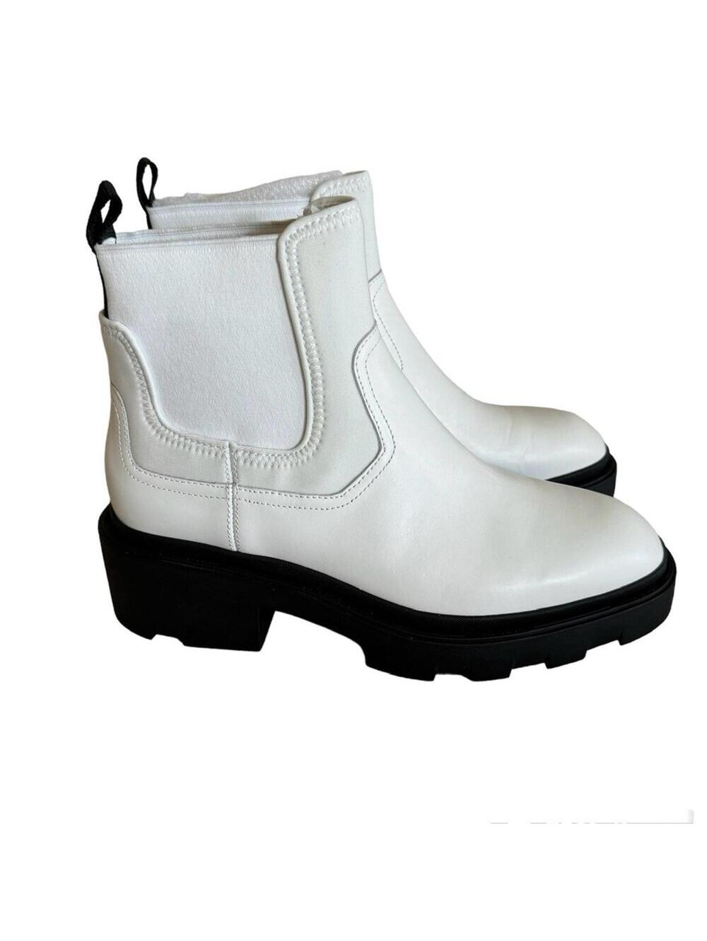 Ash Metro | Moto Ankle Leather Women's White Chelsea Boots Size 39 | 8.5